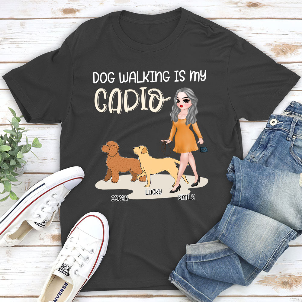 Dog Walking Is My Cardio - Customizable Unisex Personalized T - shirt for Pet Lovers