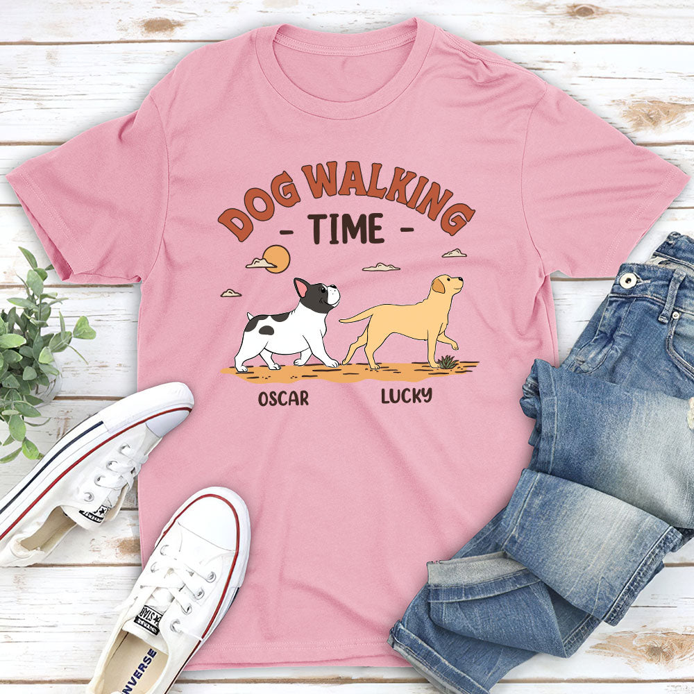 Personalized Unisex Dog Walking Time T-shirt - Ideal Gift for Pet Lovers