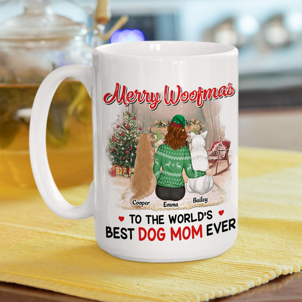 Personalized Merry Woofmas Custom Coffee Mug for Dog Moms