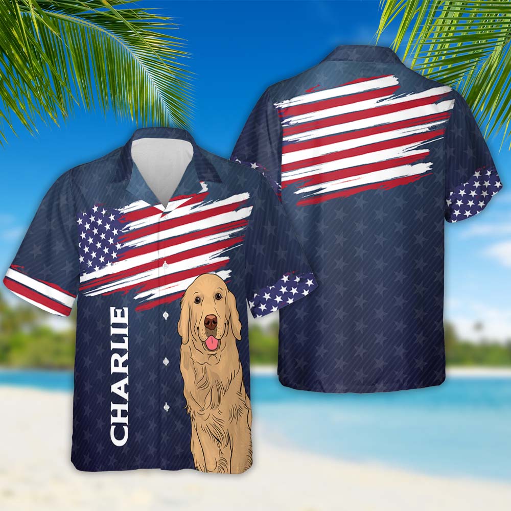 Personalized Patriotic Dog Hawaiian Shirt - Ideal Gift for Pet Lovers
