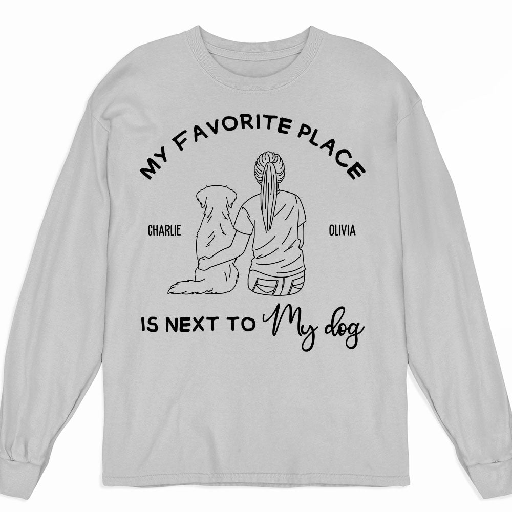 Personalized Custom Long Sleeve T-shirt: My Favorite Spot Is By My Dog