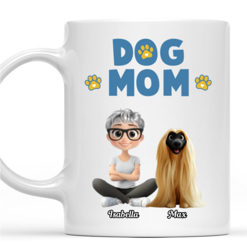 Personalized Custom Girl And Dog Cartoon Style Coffee Mug