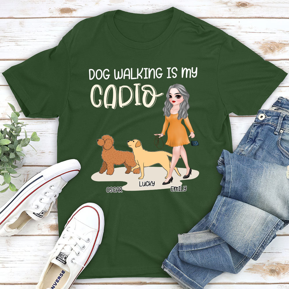 Dog Walking Is My Cardio - Customizable Unisex Personalized T - shirt for Pet Lovers