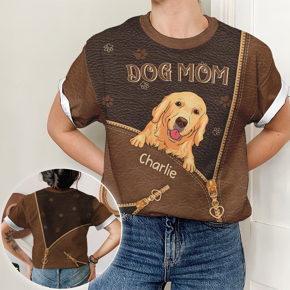Customizable Dog Mom All-over-print Zipper T-shirt
