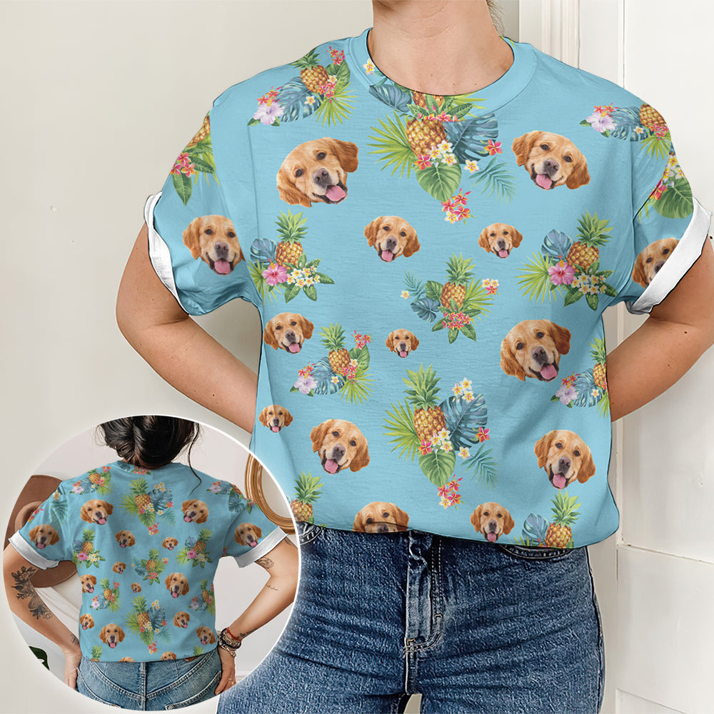 Personalized Blue Dog Pattern All-over-print T-shirt - Ideal Gift for Loved Ones