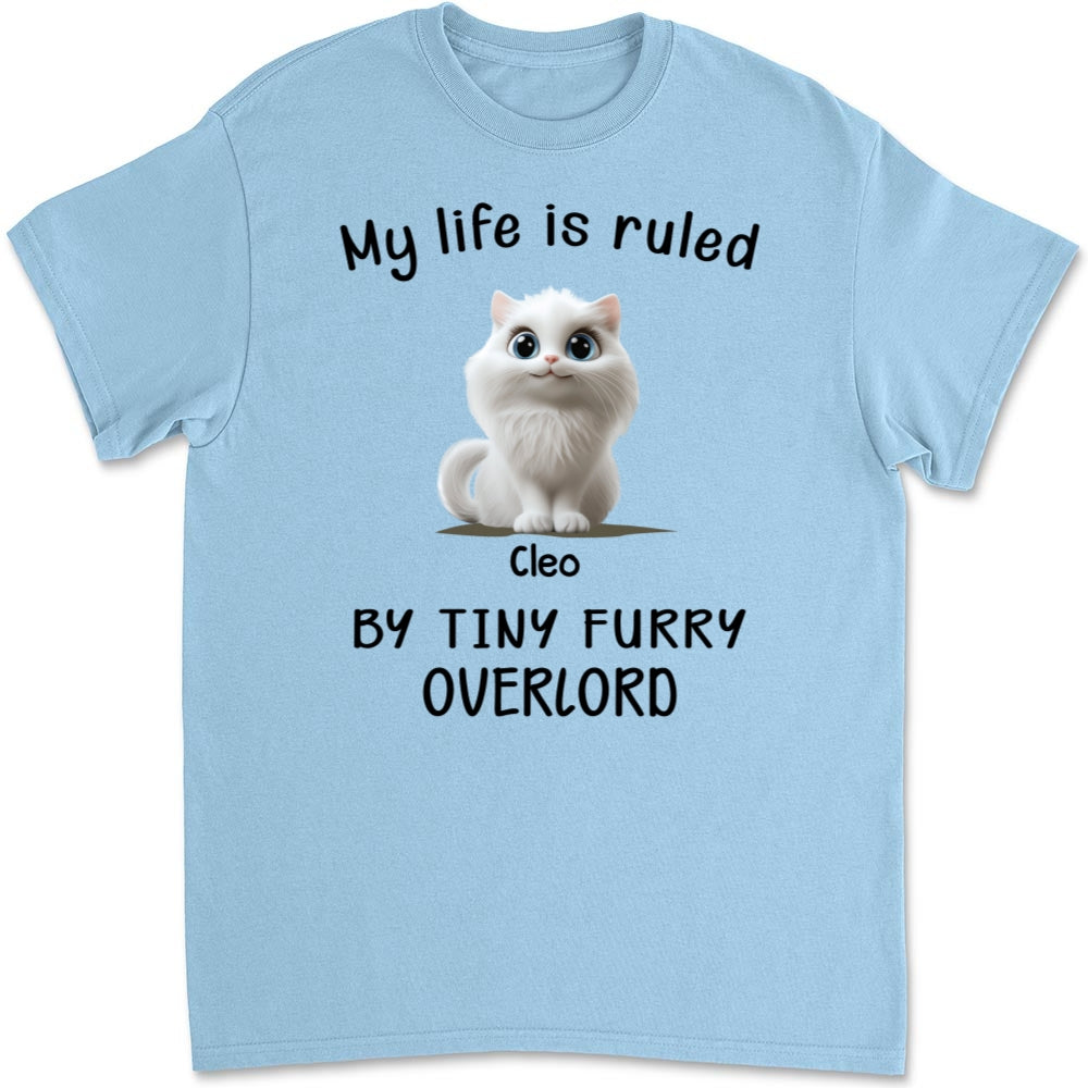 Personalized Custom Unisex 'My Life Is Ruled By Cats' Cartoon T-shirt - Ideal for Pet Lovers