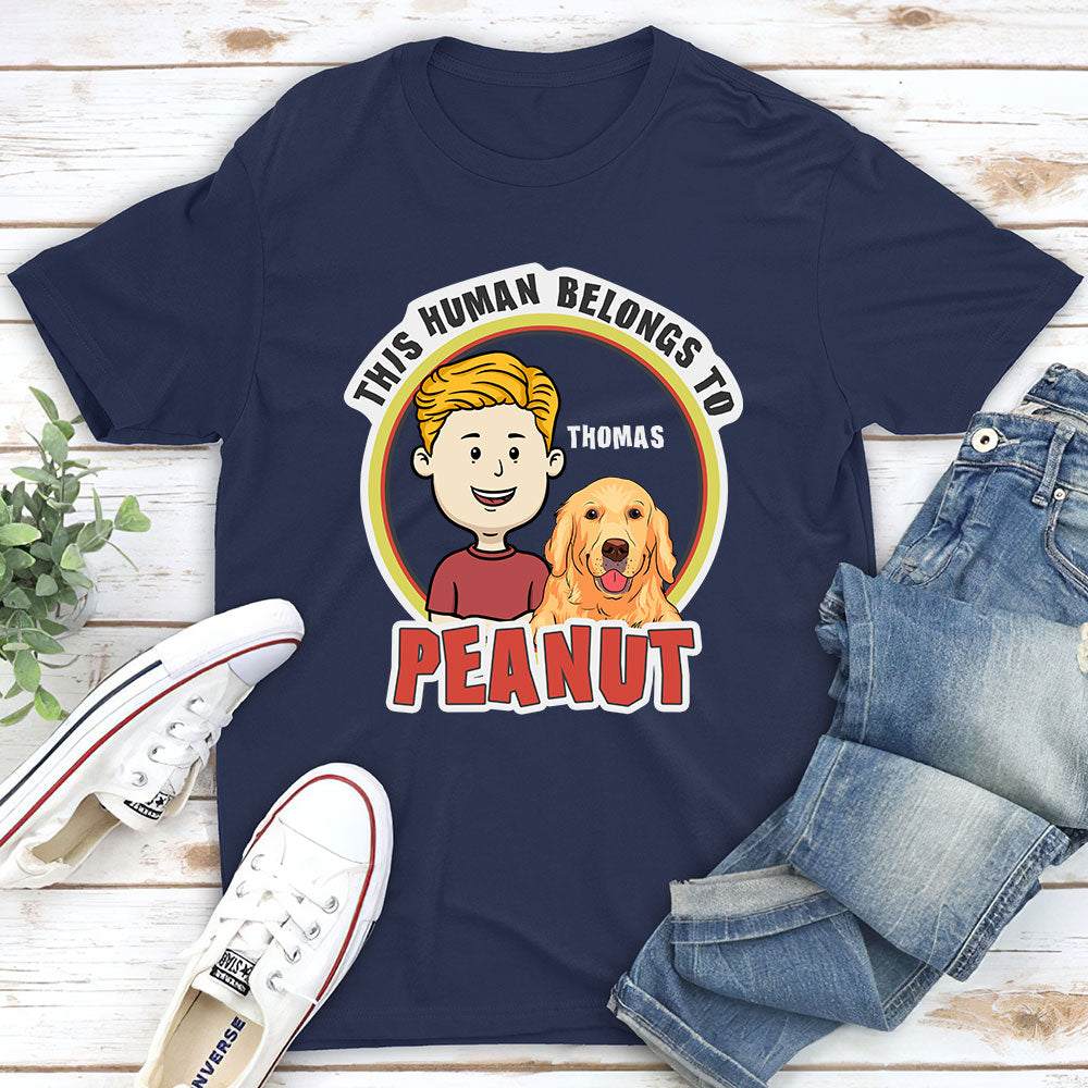 Personalized Custom Unisex 'This Human Belongs To' T-shirt - Ideal Gift for Pet Lovers