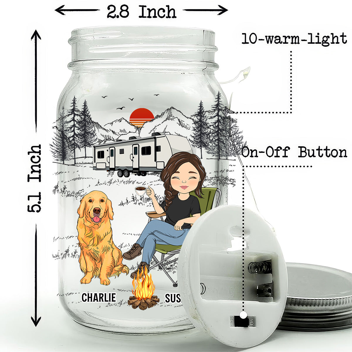 Personalized 'And She Lived Happily Ever After' Custom Mason Jar Light - Ideal Gift for Pet Lovers