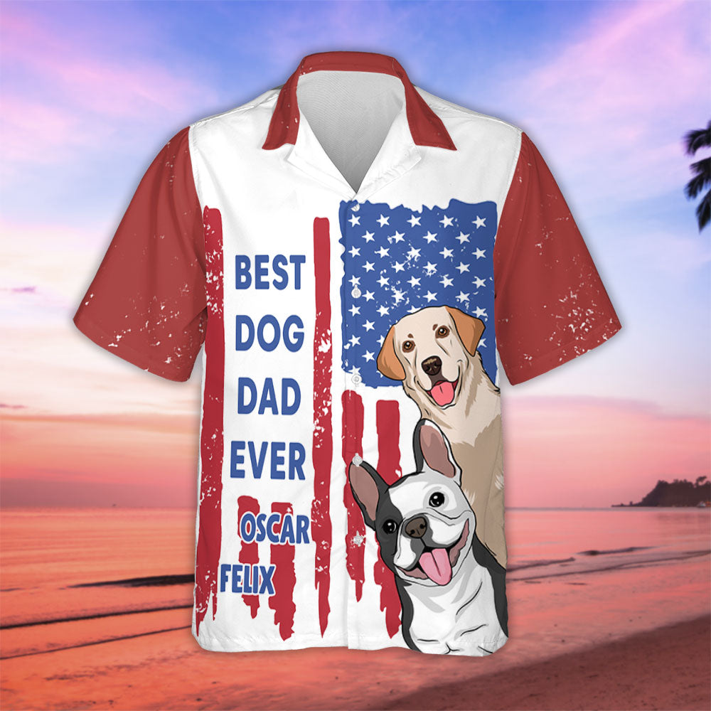 Personalized American Best Dog Dad Hawaiian Shirt - Ideal Gift for Pet Lovers