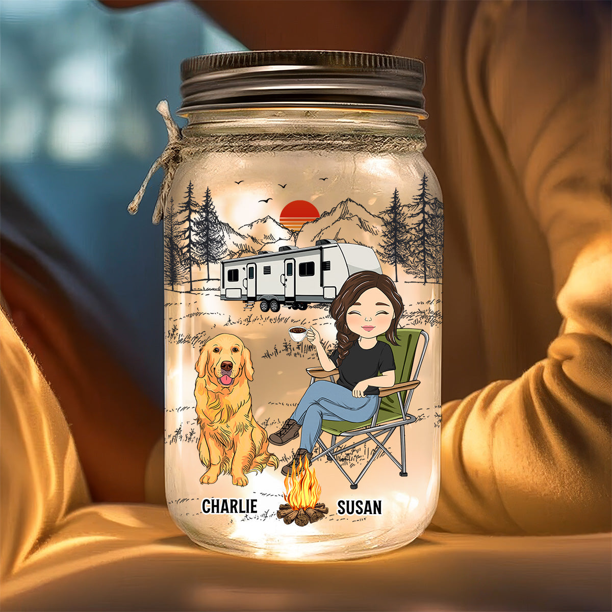 Personalized 'And She Lived Happily Ever After' Custom Mason Jar Light - Ideal Gift for Pet Lovers