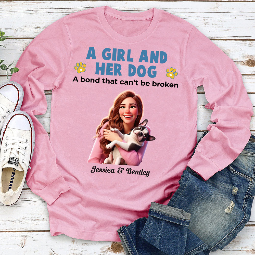 Personalized Girl And Her Pups Custom Long Sleeve T-shirt for Pet Lovers
