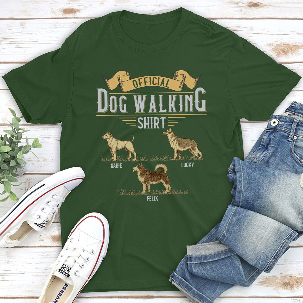 Customizable Vintage Dog Walking Unisex T-shirt - Ideal Gift for Pet Lovers
