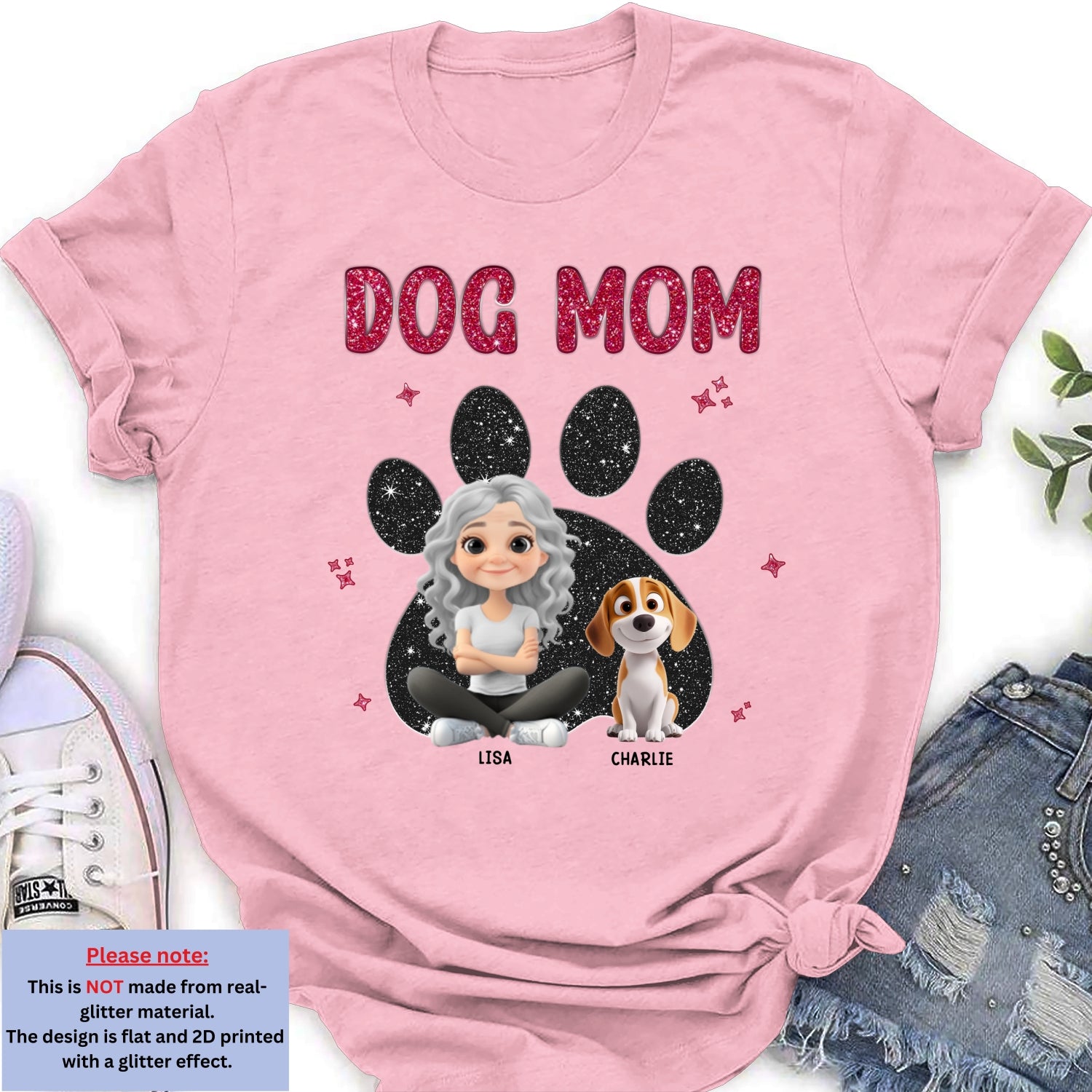 Personalized Custom Dog Mom Black Blink Women's T-Shirt - Ideal Gift for Pet Lovers