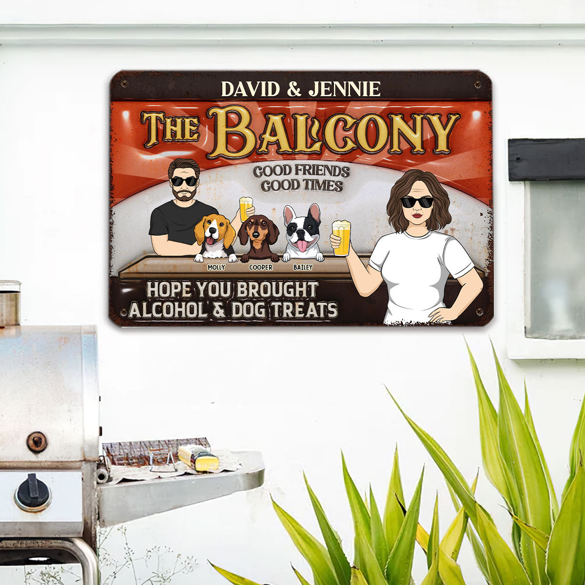 Personalized Custom 3D Inflated Effect Metal Sign: Alcohol and Dog Treats Themed
