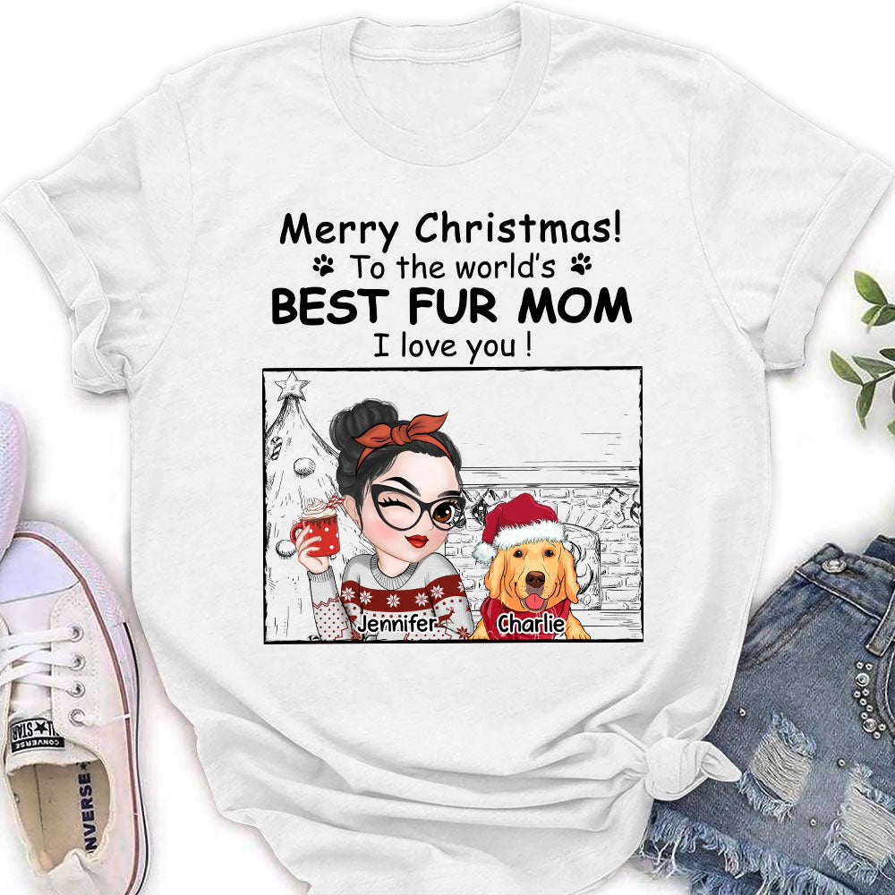 Best Fur Mom Christmas - Customizable Personalized Women's Christmas T-shirt