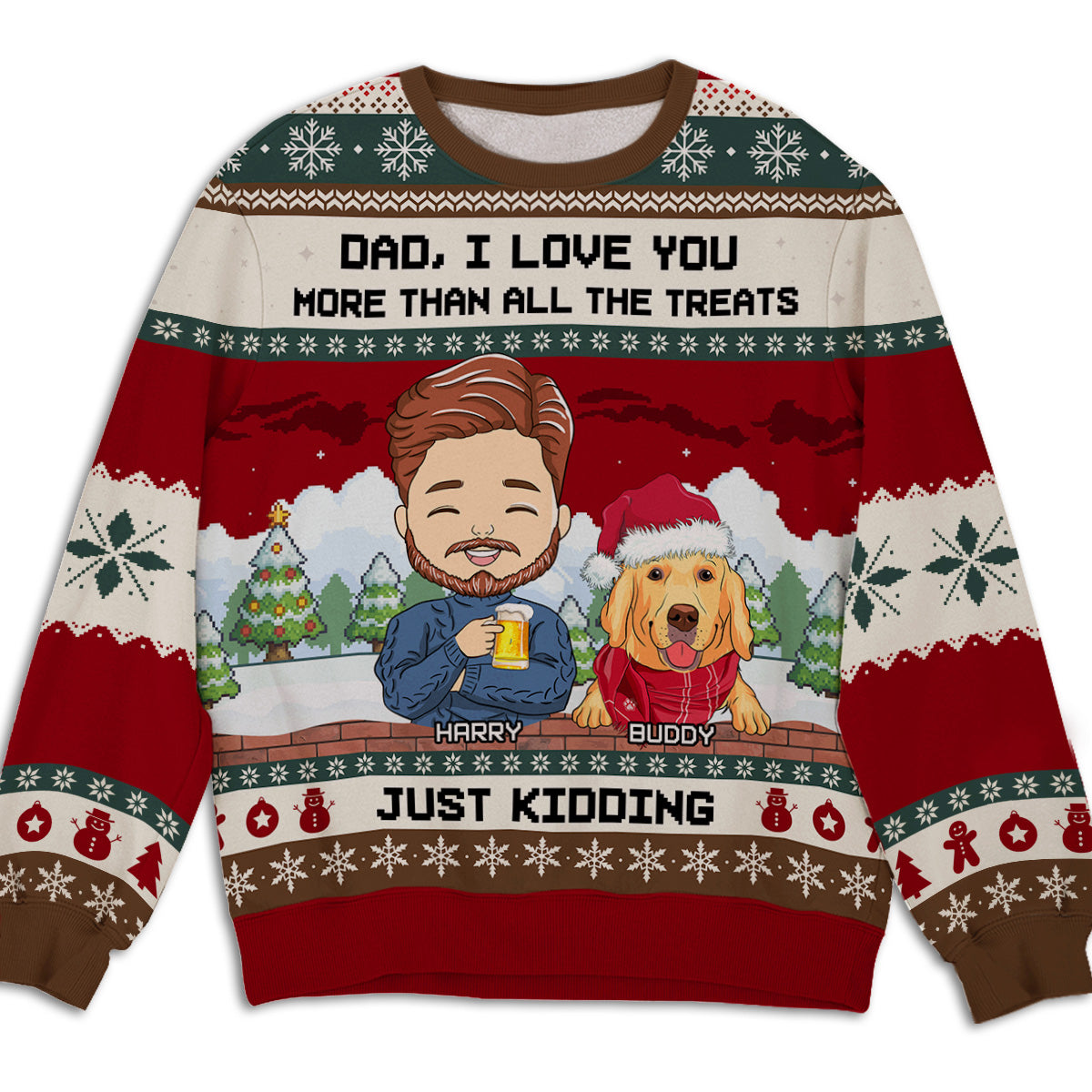 Just Kidding - Customizable All-Over Print Personalized Sweatshirt for Pet Lovers