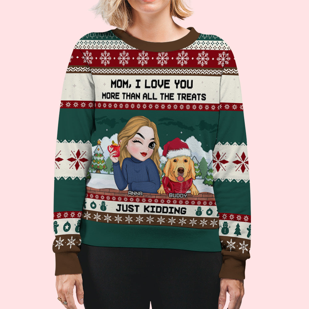 Just Kidding - Customizable All-Over Print Personalized Sweatshirt for Pet Lovers