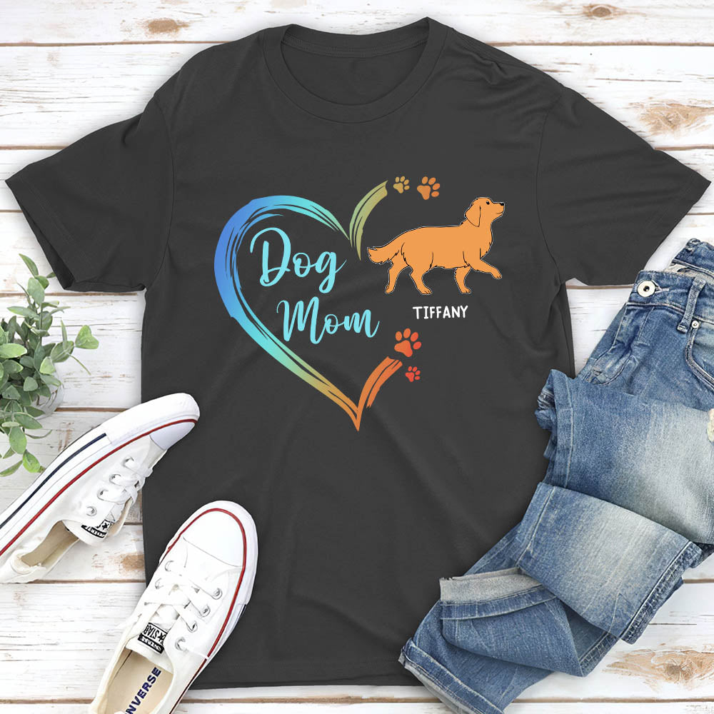 Personalized Custom Unisex Dog Mom Heart Shape T-shirt - Ideal Gift for Pet Lovers