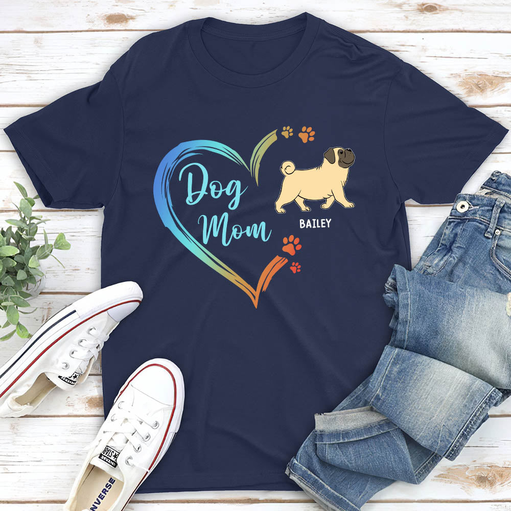Personalized Custom Unisex Dog Mom Heart Shape T-shirt - Ideal Gift for Pet Lovers
