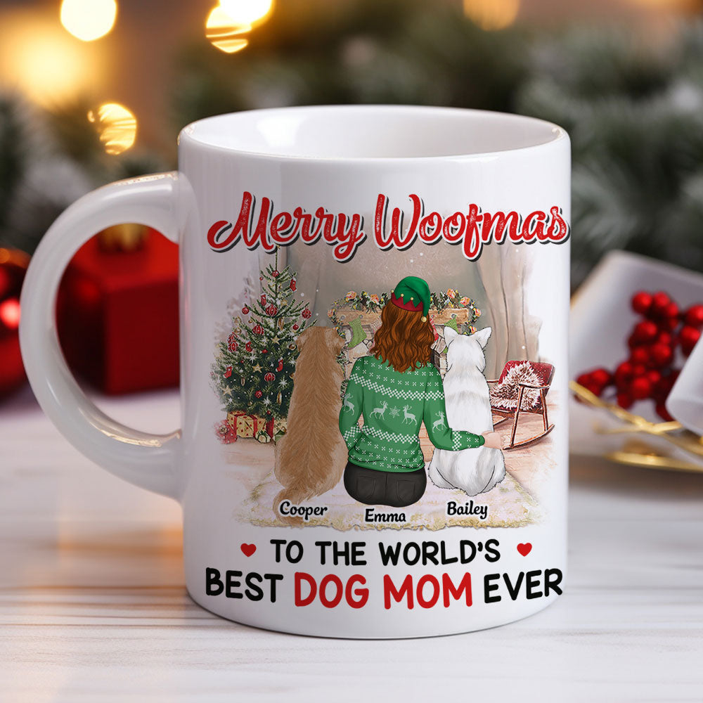 Personalized Merry Woofmas Custom Coffee Mug for Dog Moms