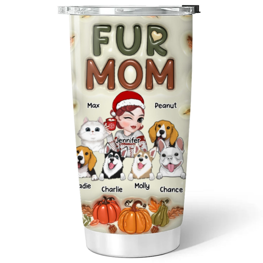 Autumn Fur Mom Personalized 3D Inflated Effect Custom Tumbler