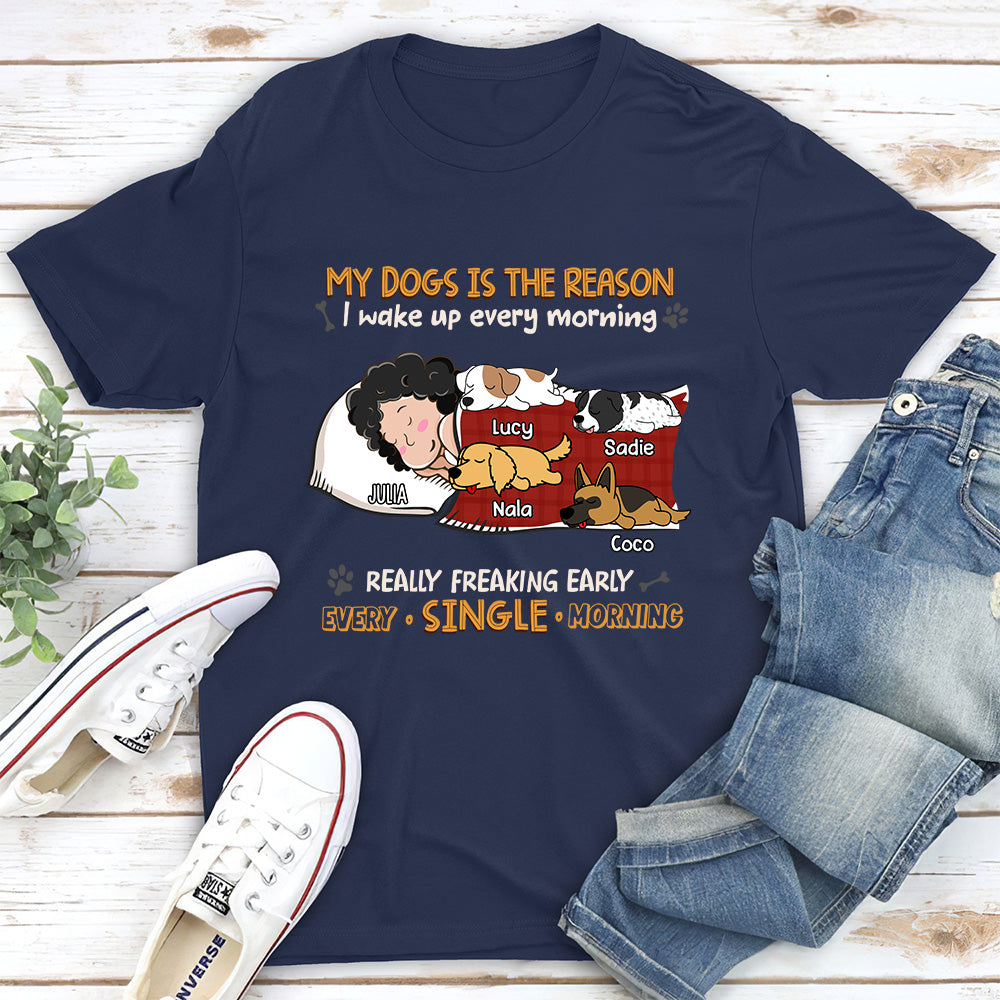 Personalized Custom Unisex 'My Dog Is The Reason I Wake Up' T-shirt - Ideal Gift for Pet Lovers