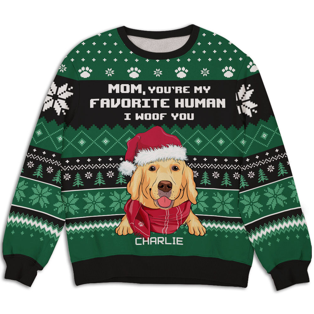 Personalized Custom All-Over-Print 'My Favorite Human' Sweatshirt - Ideal Gift for Pet Lovers