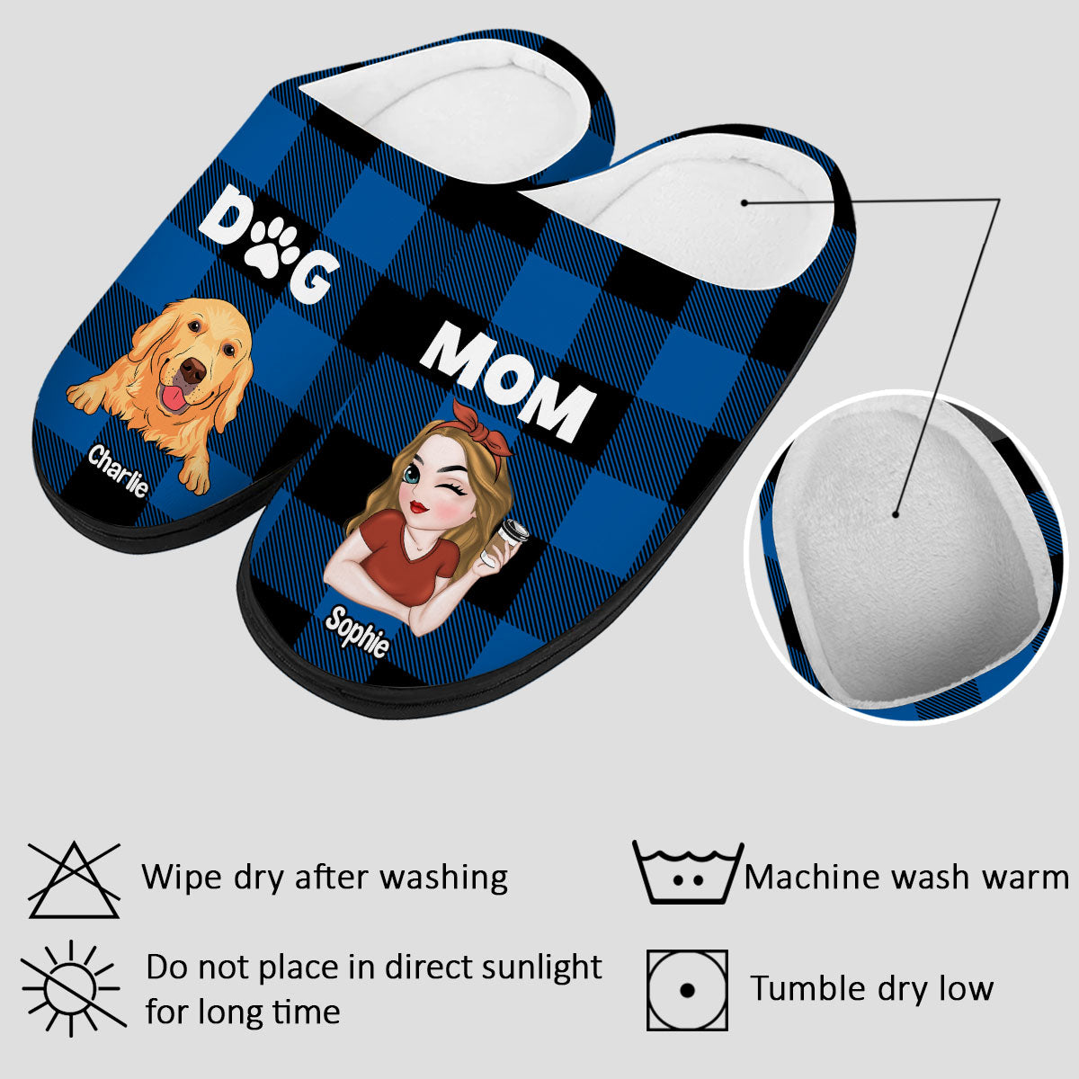 Personalized Custom Dog Mom Plush Slippers - Ideal Gift for Pet Lovers