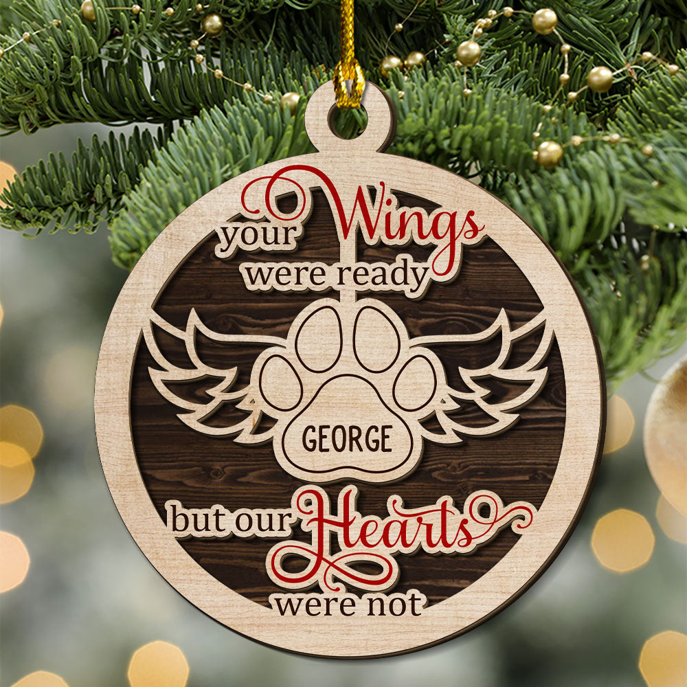 Customizable 2-Layered Angel Wings Wood Christmas Ornament for Pet Lovers