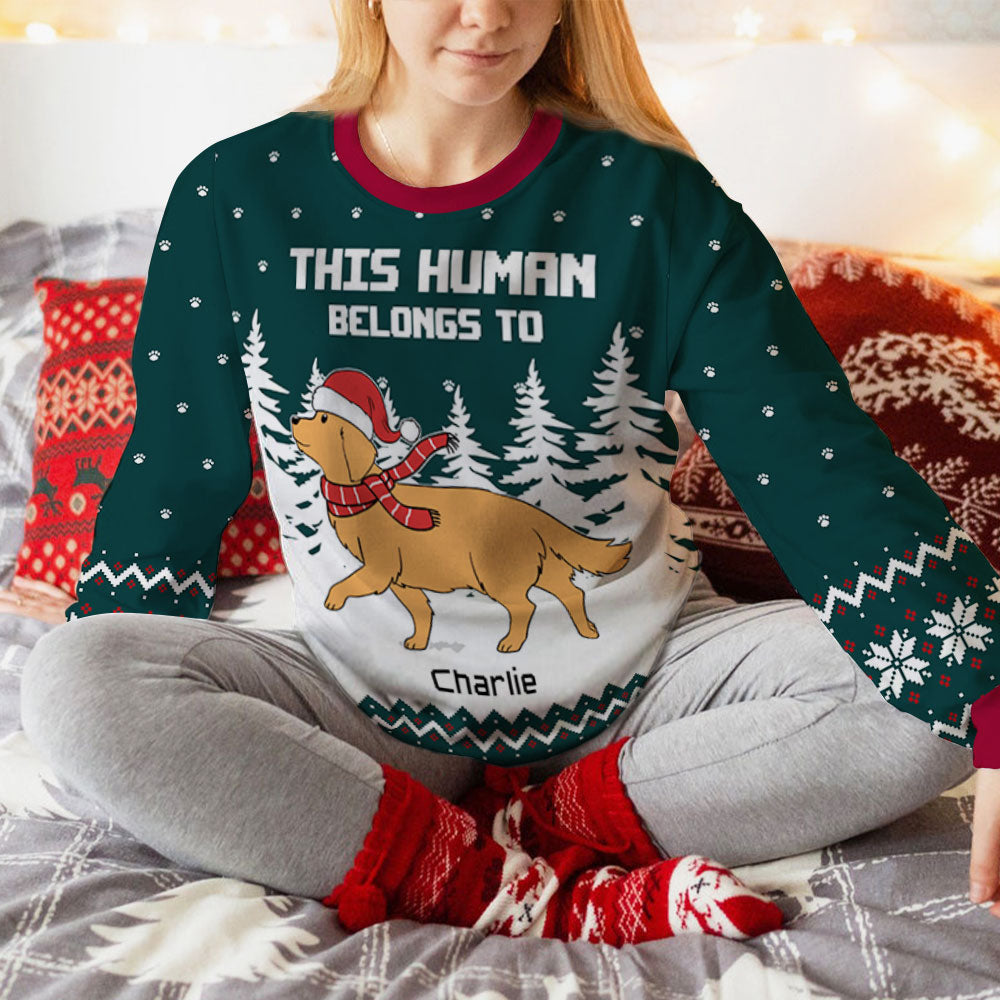 Personalized All-Over-Print Human Belongs Sweatshirt - Ideal Gift for Pet Lovers