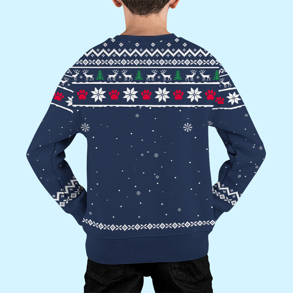 Personalized Custom All-Over-Print Dog Winter Sweatshirt for Kids
