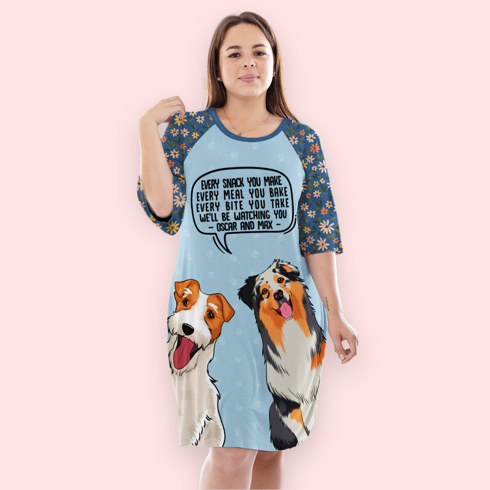 Eye-Catching Personalized 3/4 Sleeve Dog Mom Dress