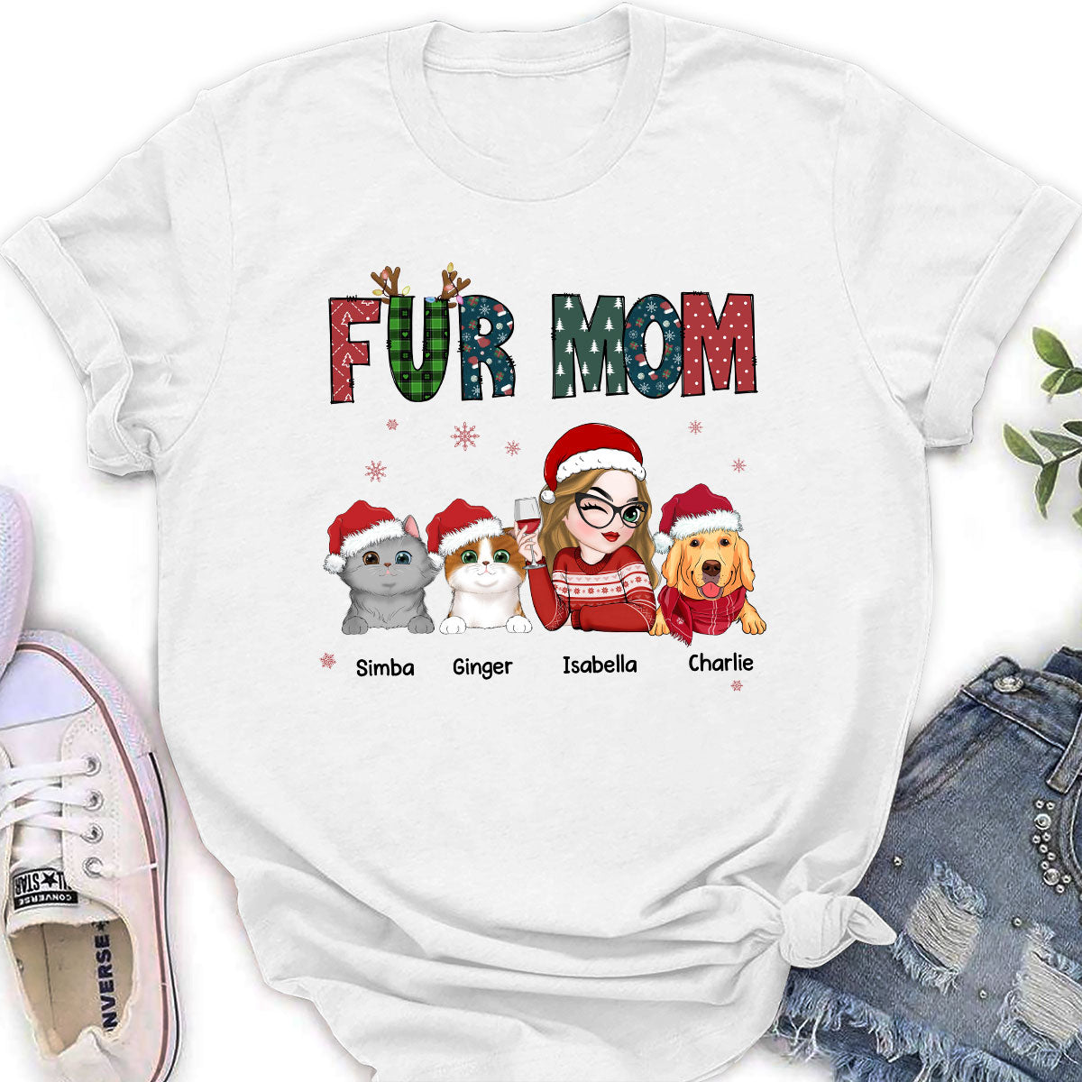 Personalized 'My Lovely Fur Mom' Women's T - shirt: Ideal Gift for Pet Lovers