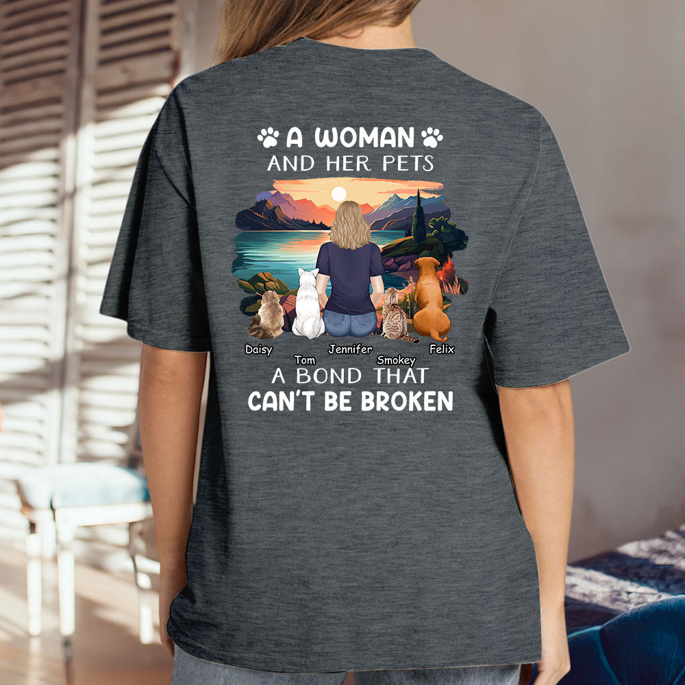 Personalized Unisex 'Woman With Pets' T-shirt - Ideal Gift for Pet Lovers