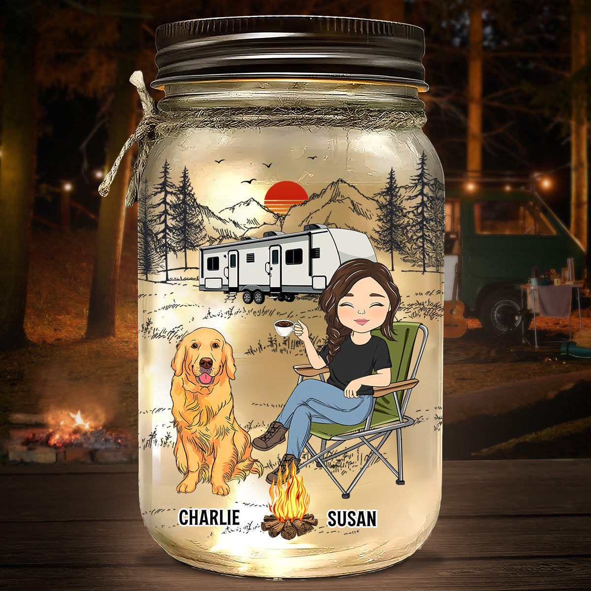 Personalized 'And She Lived Happily Ever After' Custom Mason Jar Light - Ideal Gift for Pet Lovers