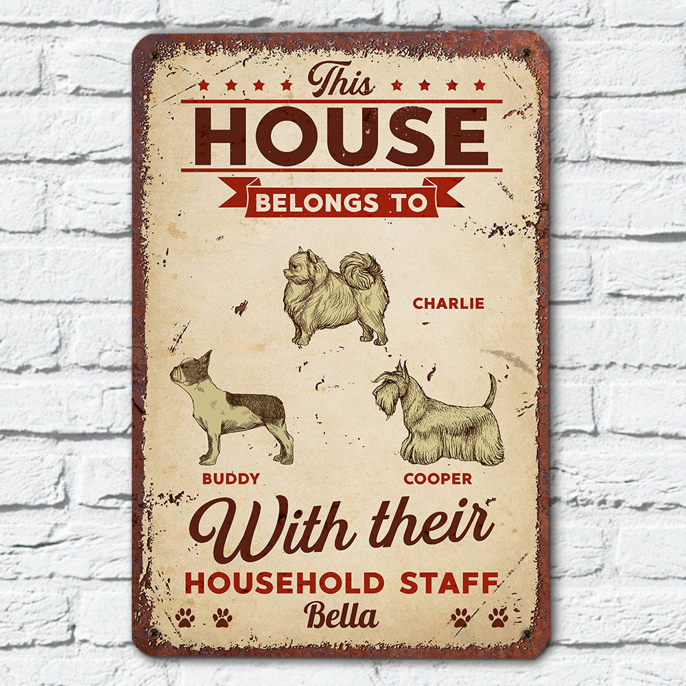 Personalized Custom 'This House Belongs To' Metal Sign for Dog Lovers