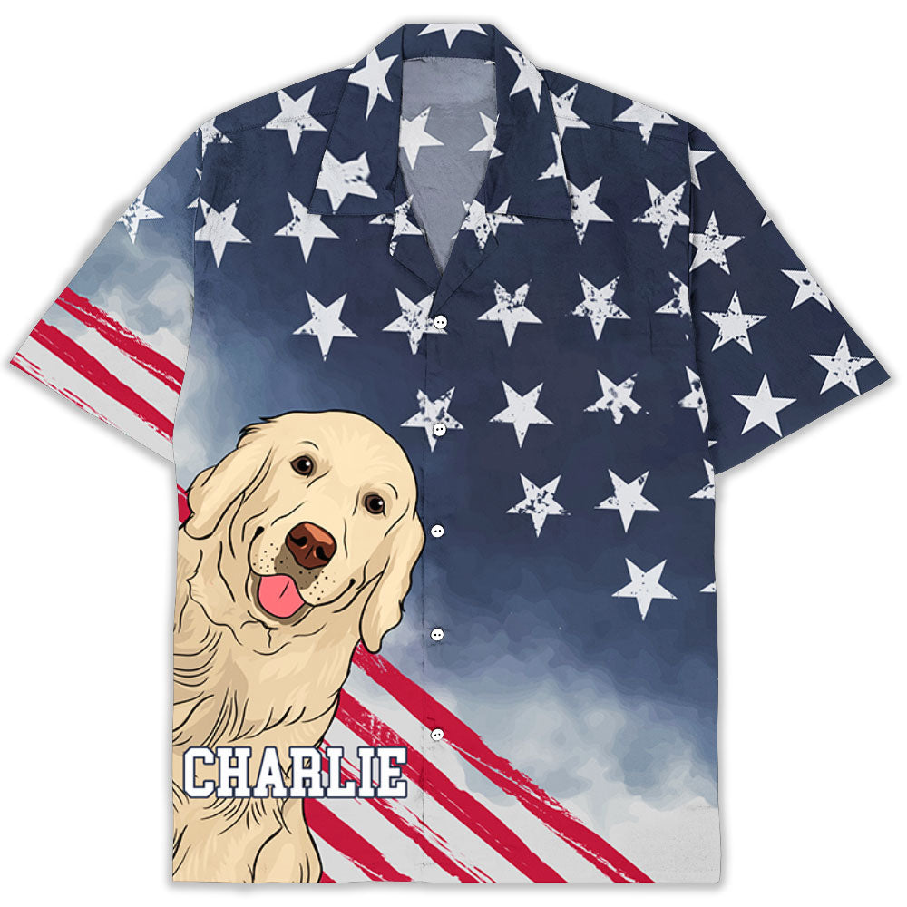 Personalized American Flag Dog Hawaiian Shirt - Ideal Gift for Pet Lovers
