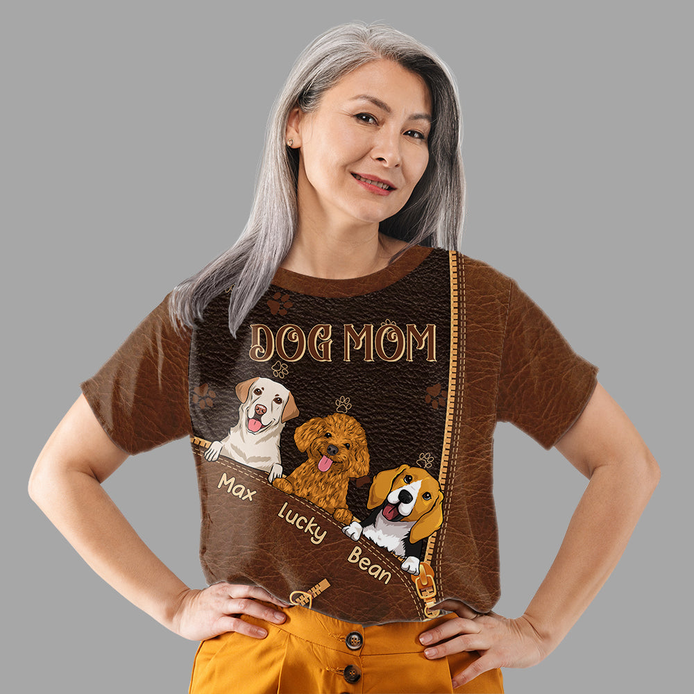 Customizable Dog Mom All-over-print Zipper T-shirt