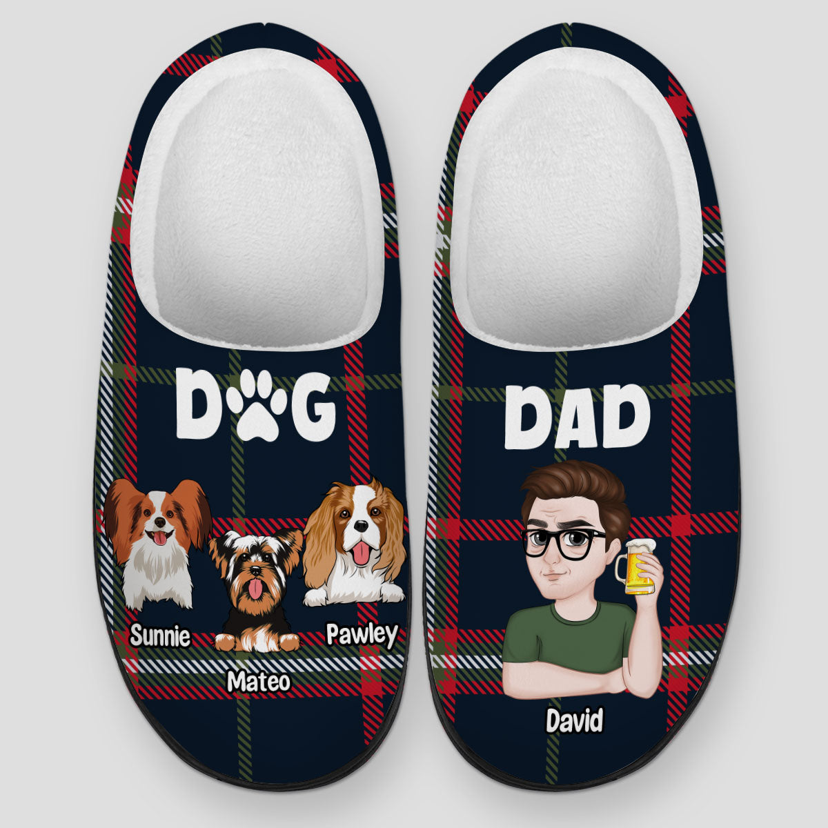 Personalized Custom Dog Mom Plush Slippers - Ideal Gift for Pet Lovers