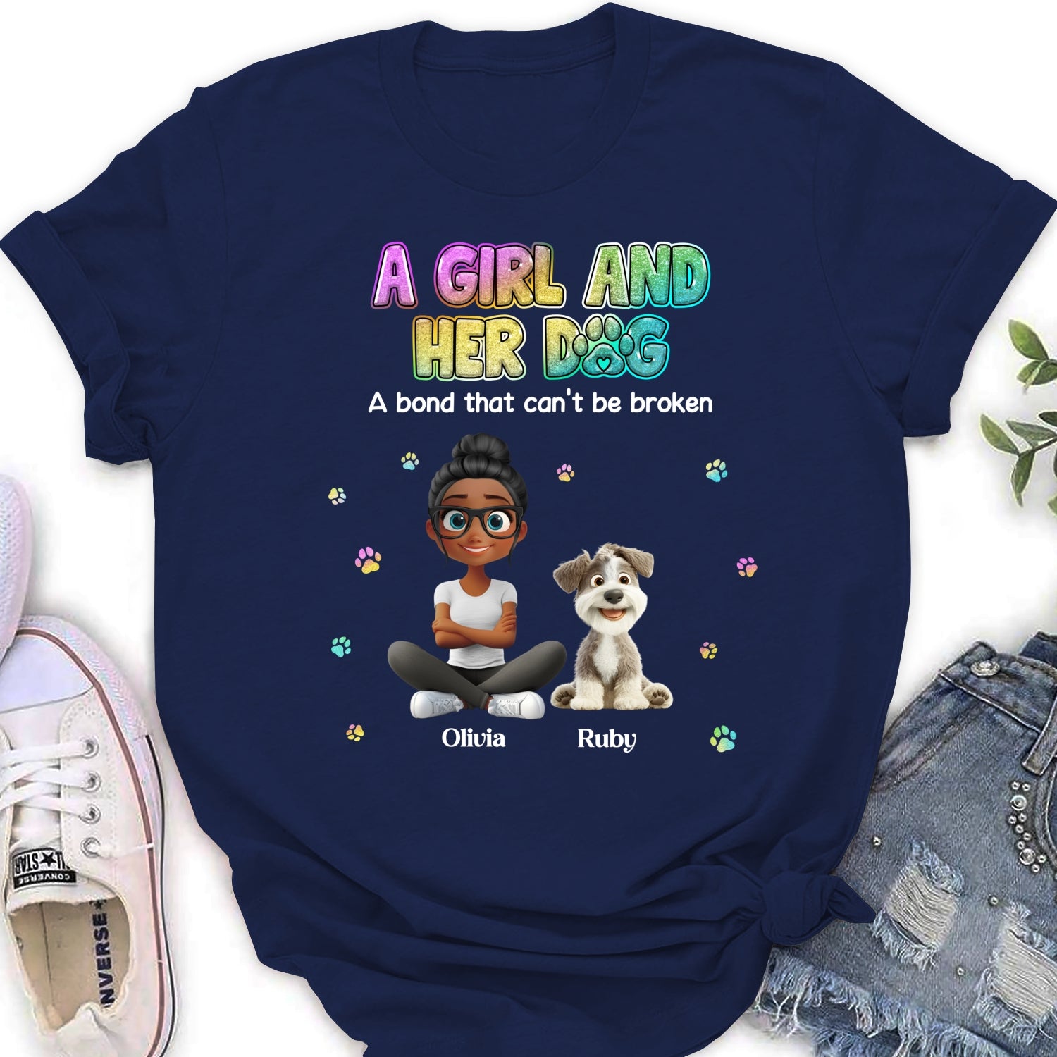 Personalized Custom Women's 'A Girl And Her Dog' T-shirt - Ideal Gift for Pet Lovers