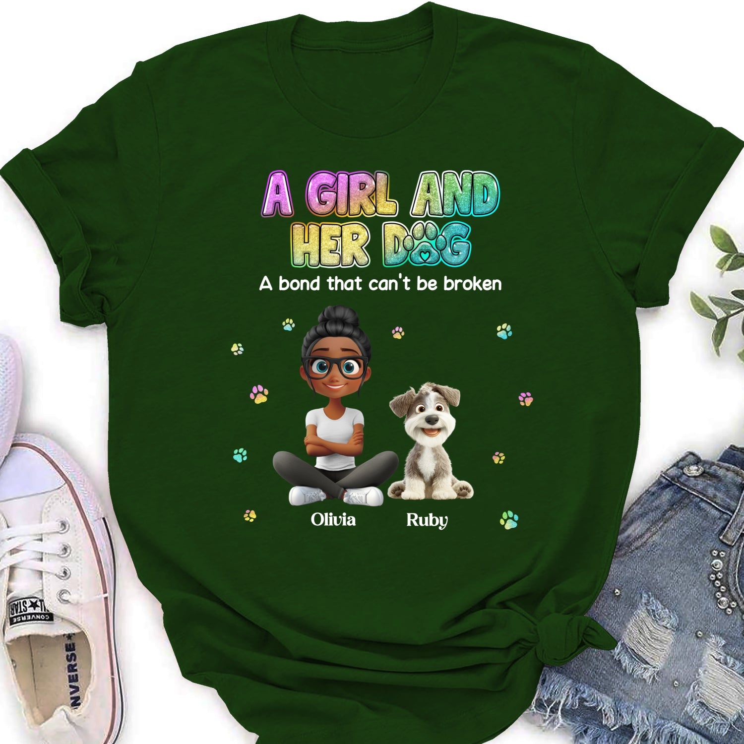 Personalized Custom Women's 'A Girl And Her Dog' T-shirt - Ideal Gift for Pet Lovers