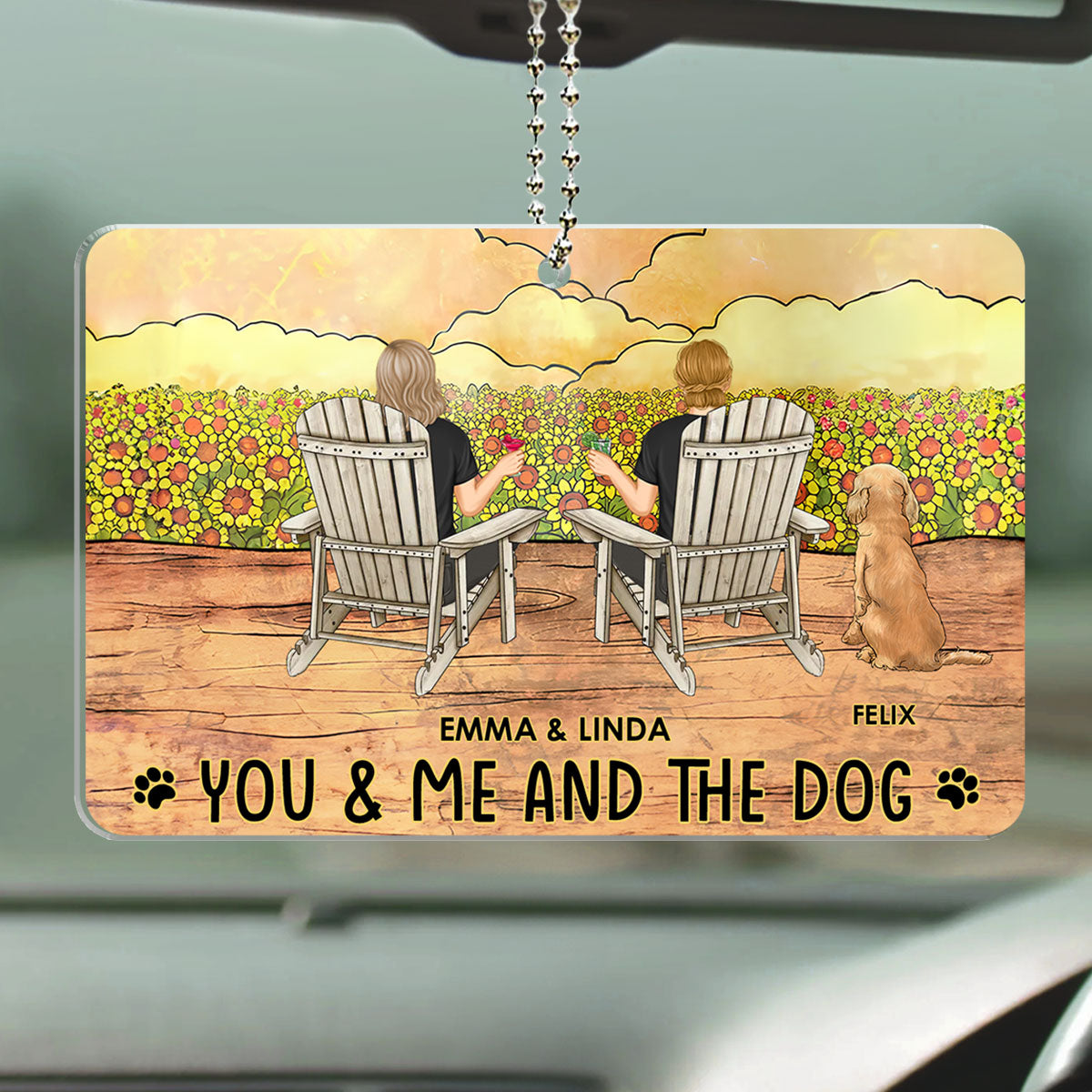 Customizable You, Me And Our Pets Personalized Car Ornament