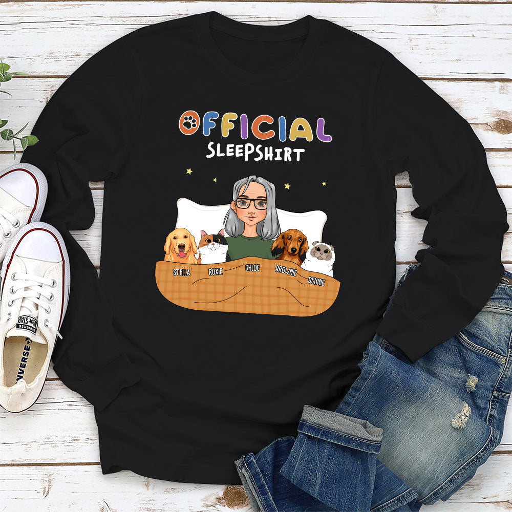 Officially Personalized Custom Long Sleeve Sleeping T-shirt for Pet Lovers