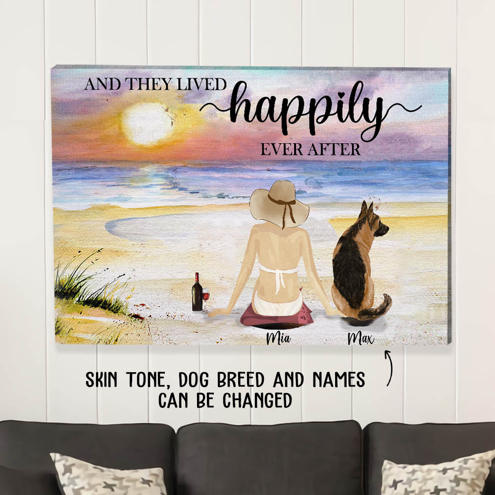 Personalized Custom Beach and Dog Canvas - Ideal Gift for Pet Lovers