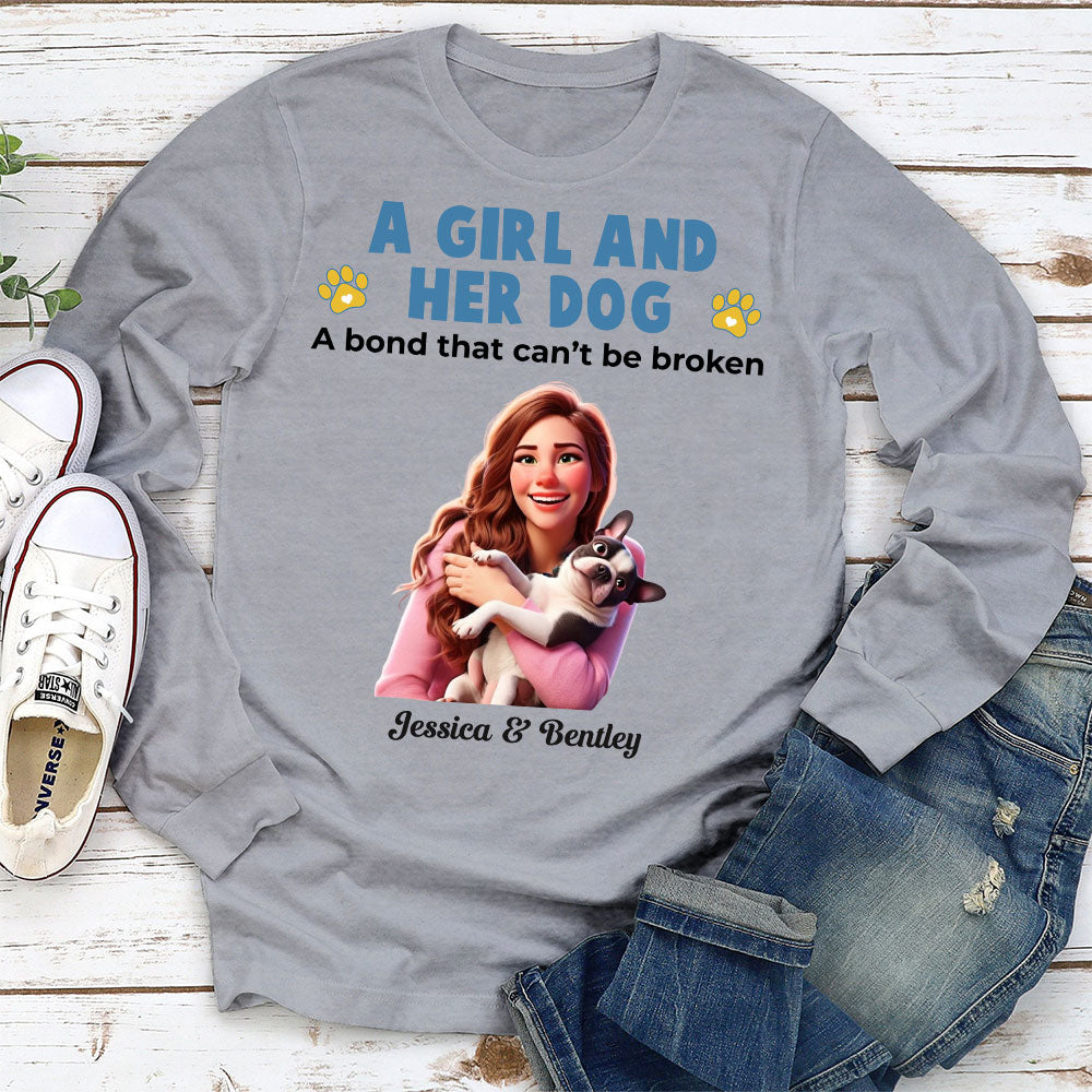 Personalized Girl And Her Pups Custom Long Sleeve T-shirt for Pet Lovers