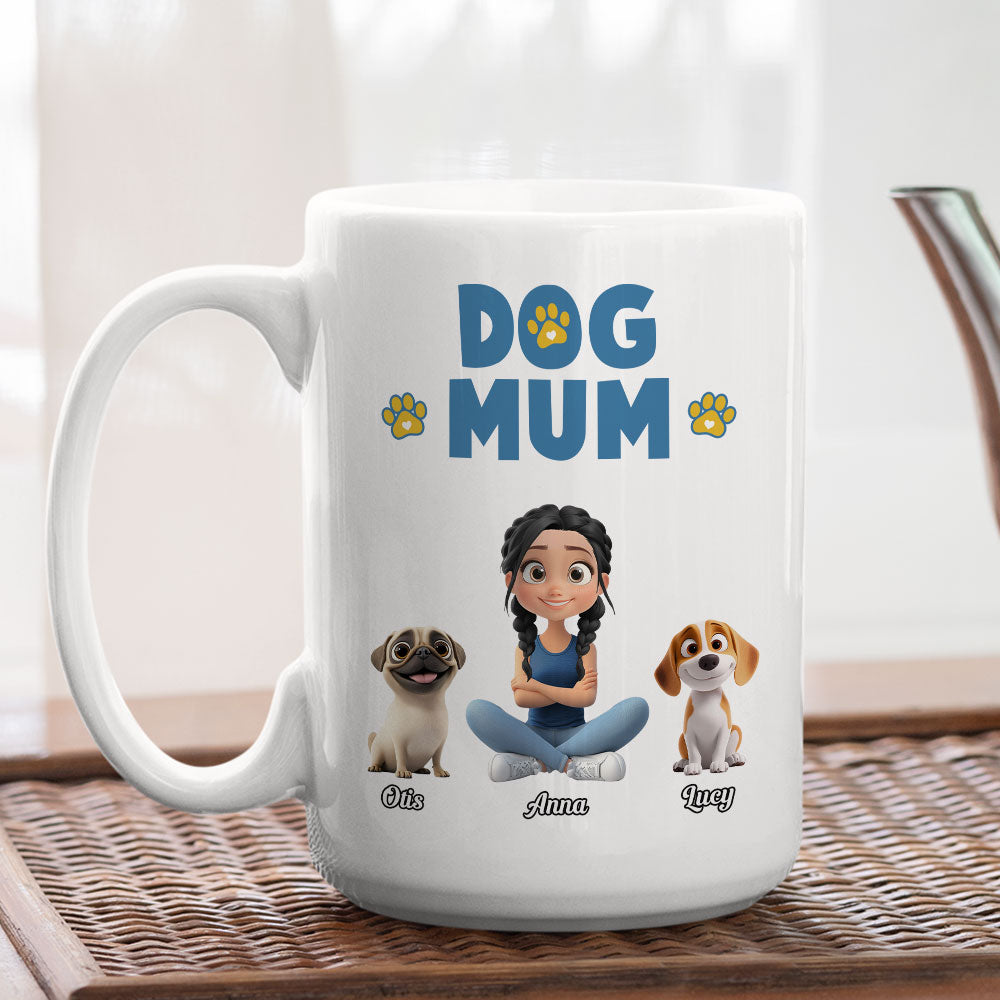 Personalized Custom Girl And Dog Cartoon Style Coffee Mug