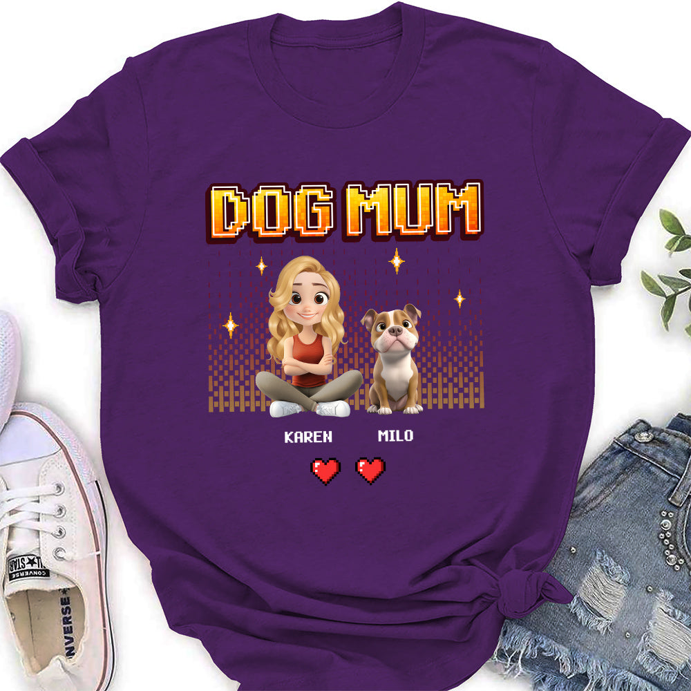 Customizable Dog Mom Pixel Women's T-Shirt - Ideal Gift for Pet Lovers