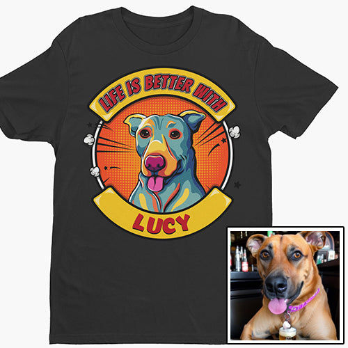 Personalized Better With Dog Popart 2 Unisex T-shirt - Ideal Gift for Pet Lovers