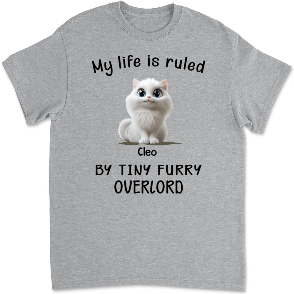 Personalized Custom Unisex 'My Life Is Ruled By Cats' Cartoon T-shirt - Ideal for Pet Lovers