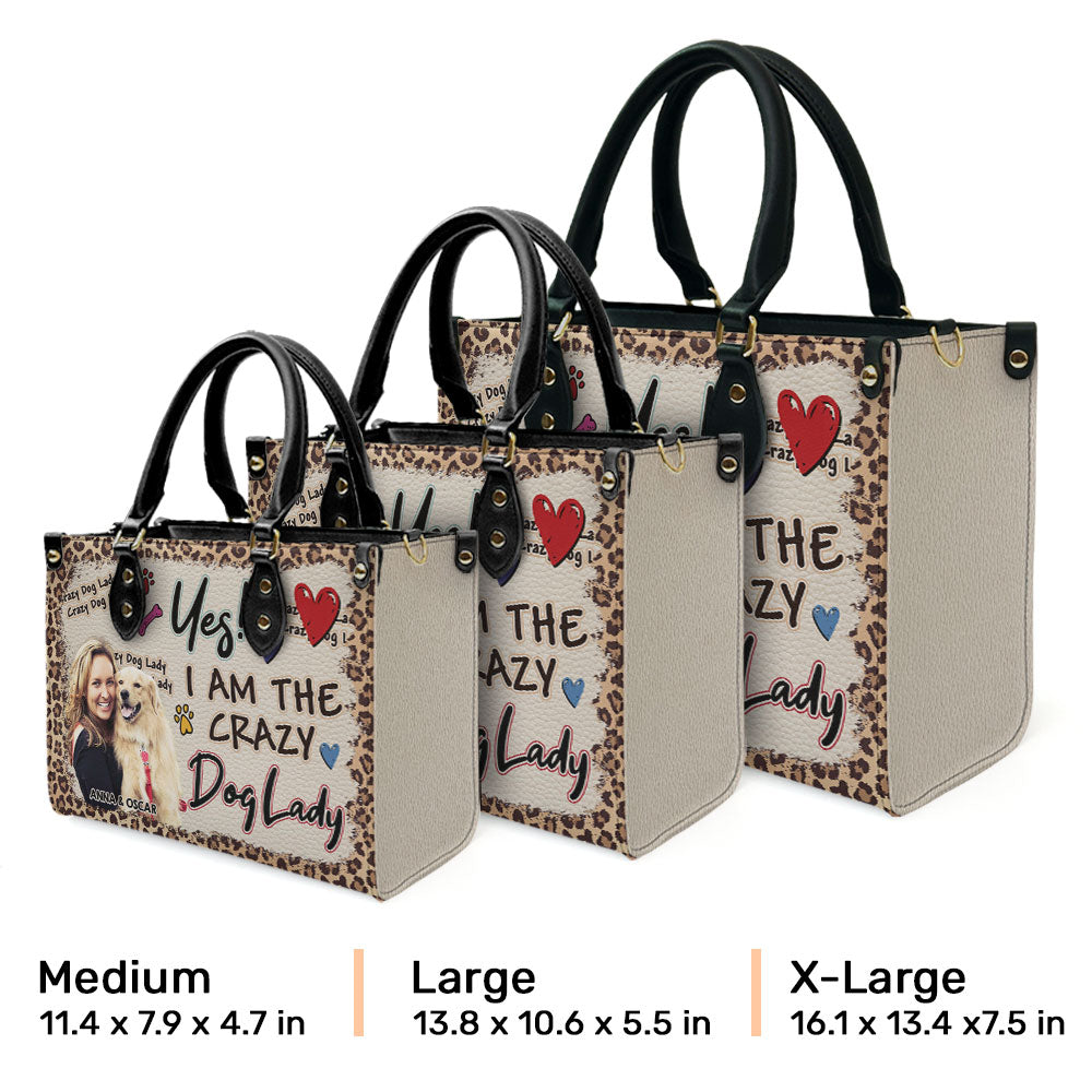 Personalized Custom Leather Bag with Crazy Dog Lady Photo